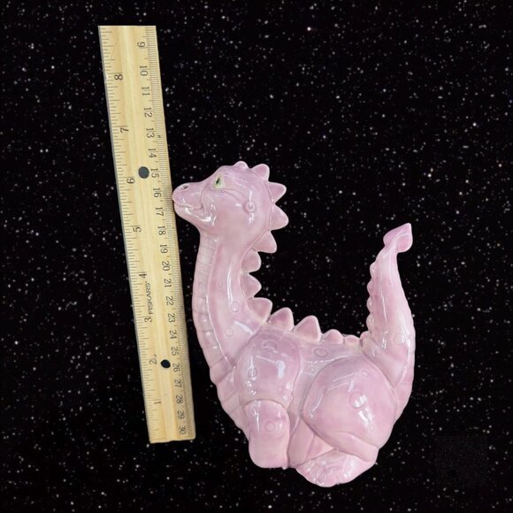 Ceramic Hand Painted Ceramic Pink Dinosaur Figurine Whimsical Figure Vintage - Picture 5 of 12